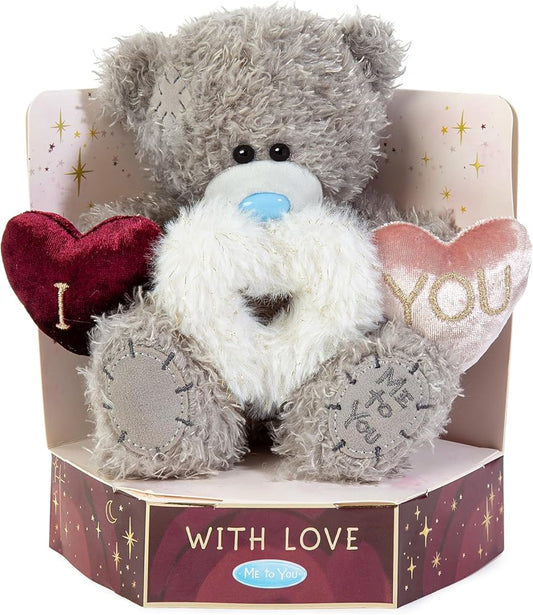 Me to You Tatty Teddy Plush Bear Holding Three Embroidered Hearts Official Collection
