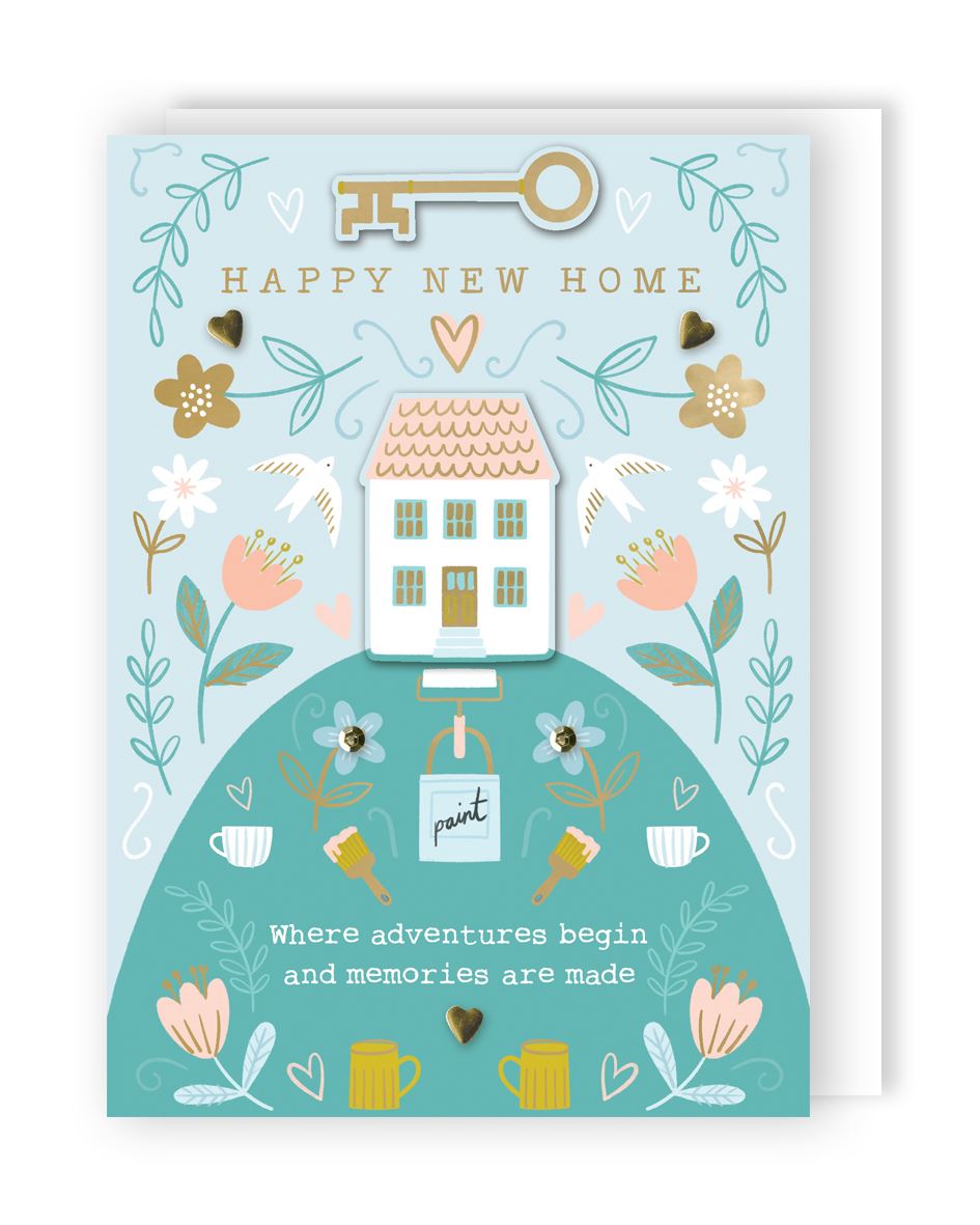 Happy New Home Hilltop Happiness! Hand-Finished New Home Card
