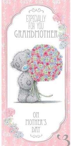 For Grandmother Tatty Bear Holding Bunch of Flower Design Mother's Day Card