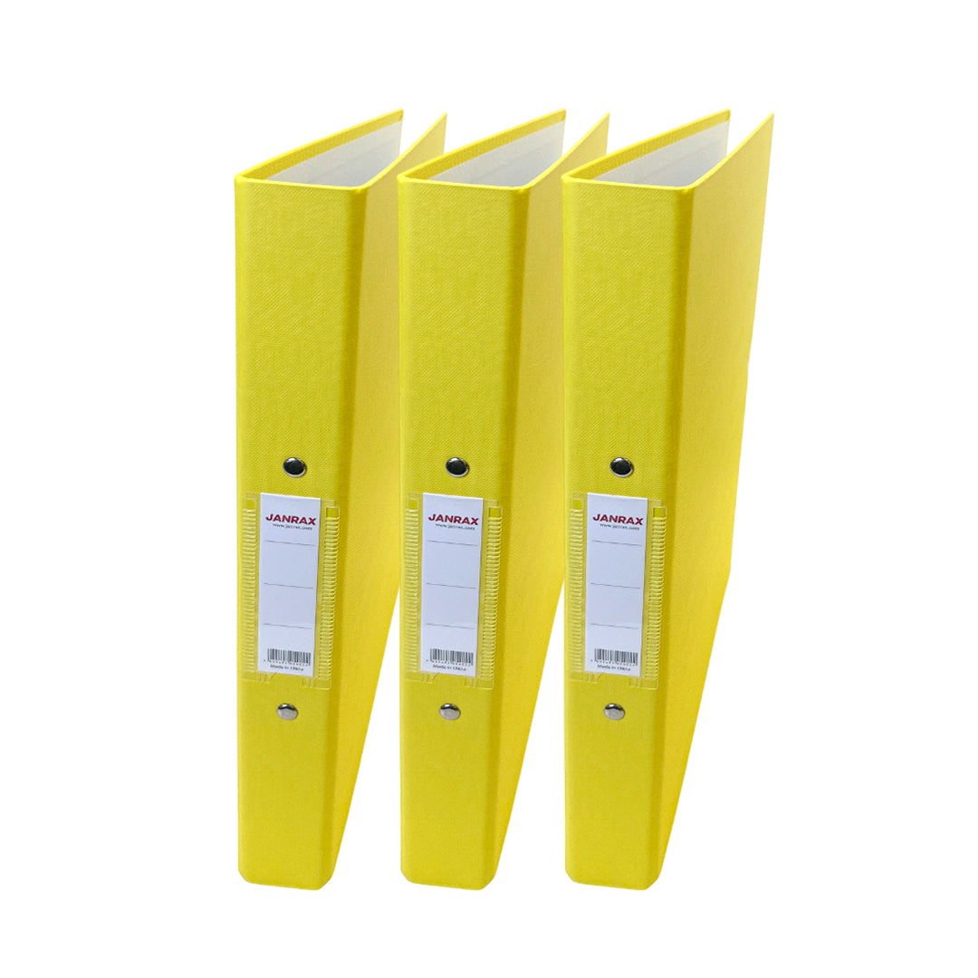 Pack of 3 A4 Yellow Paper Over Board Ring Binders by Janrax