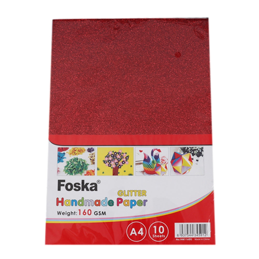 Pack of 10 A4 Assorted Colour Glitter Craft Paper by Janrax