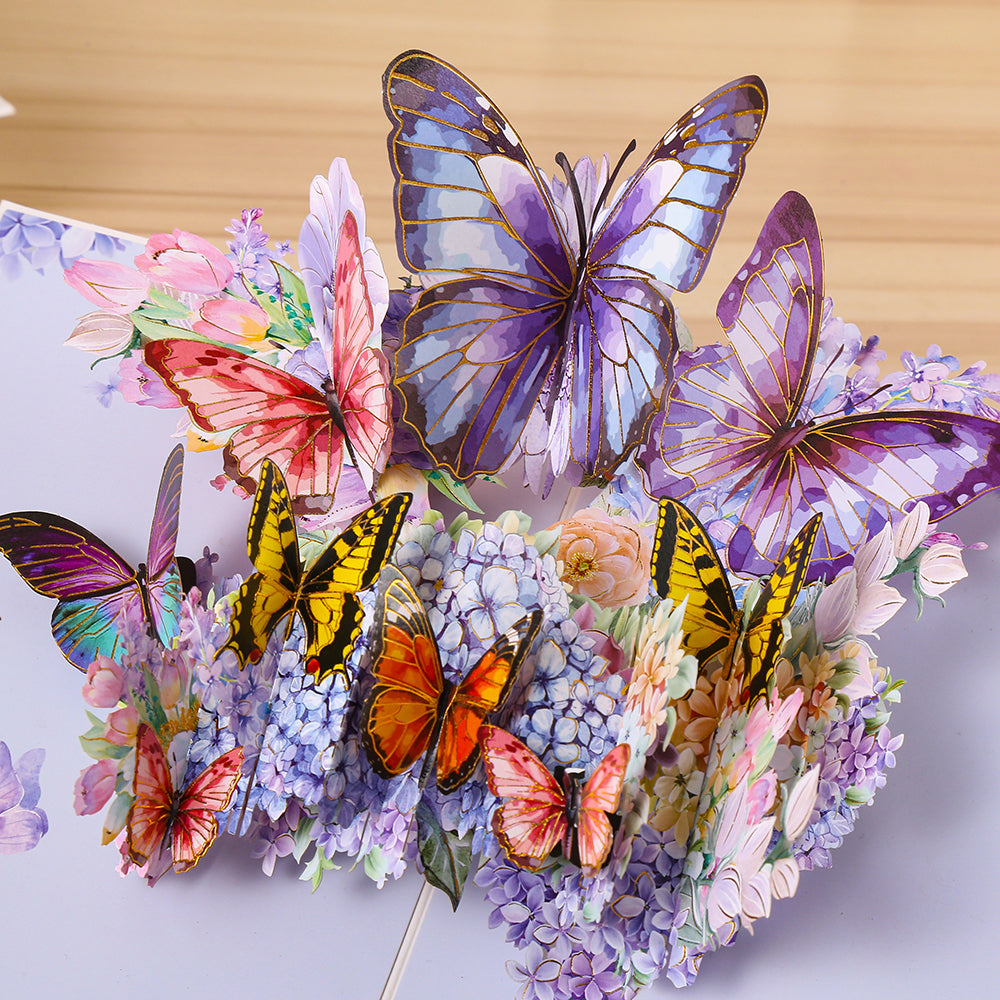 Blue and Purple Butterfly 3D Pop Up Greeting Card - Birthday Mother Anniversary Valentine's Day