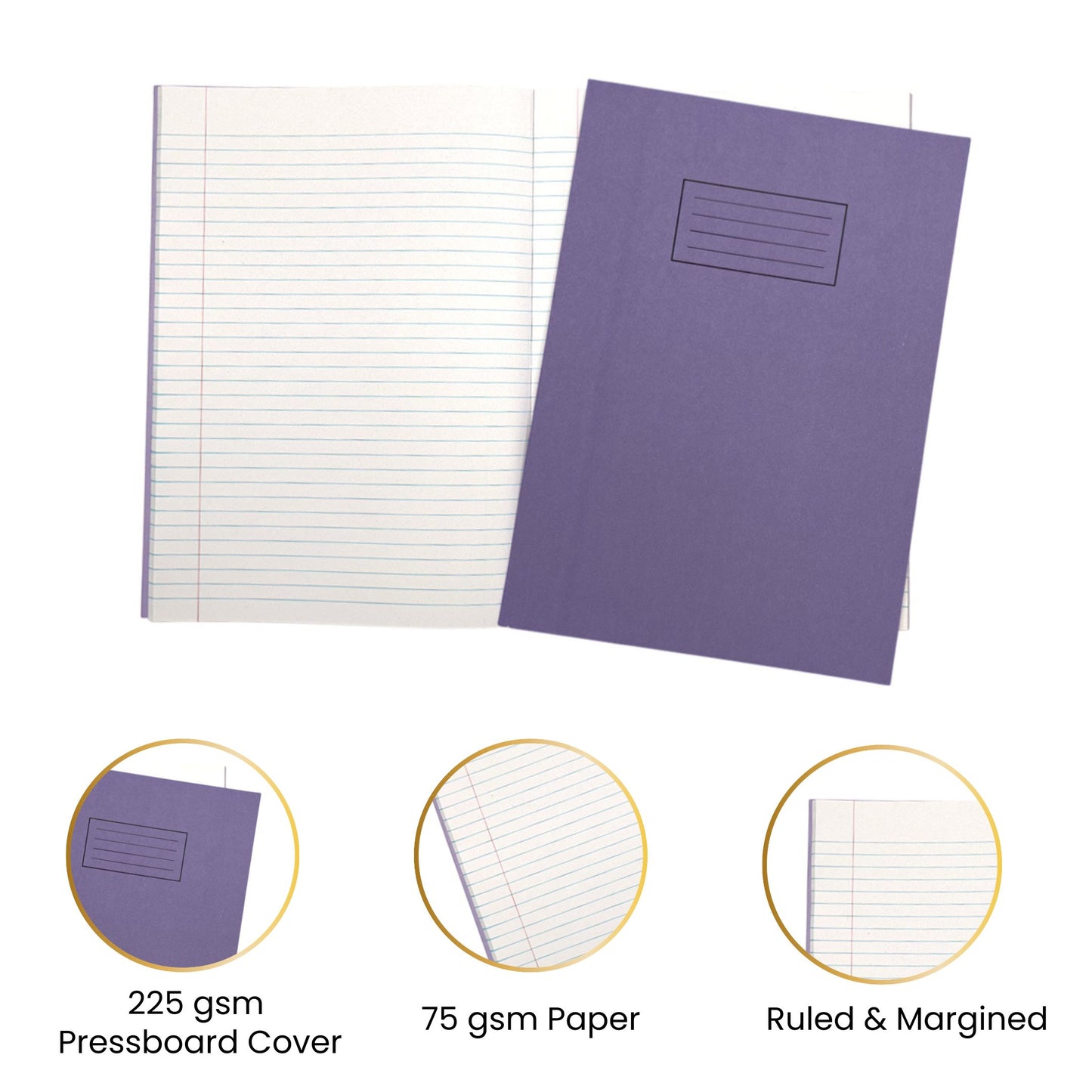 Janrax A4 Purple 80 Pages Feint and Ruled Exercise Book
