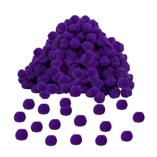 Pack of 500 Purple Pom Poms 1.5cm – Soft Fluffy Craft Balls