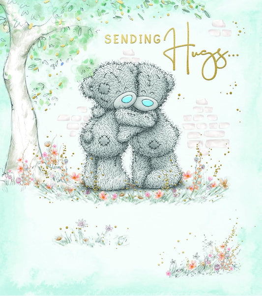 Bears Hugging By Tree Sending Hugs Open Blank Card