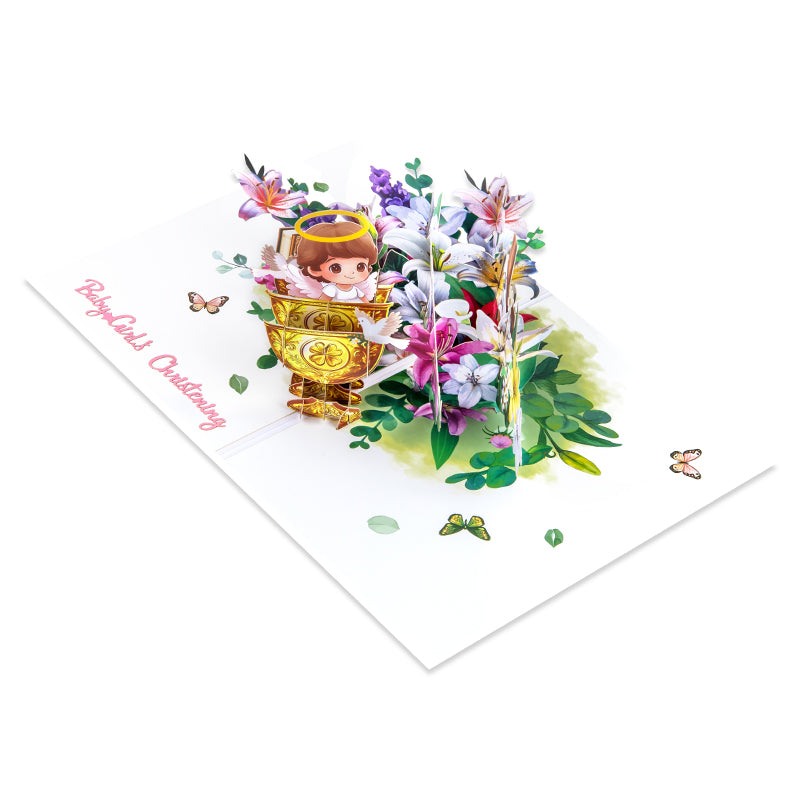 Blessed Beginnings Girl’s Baptism Pop Up Card