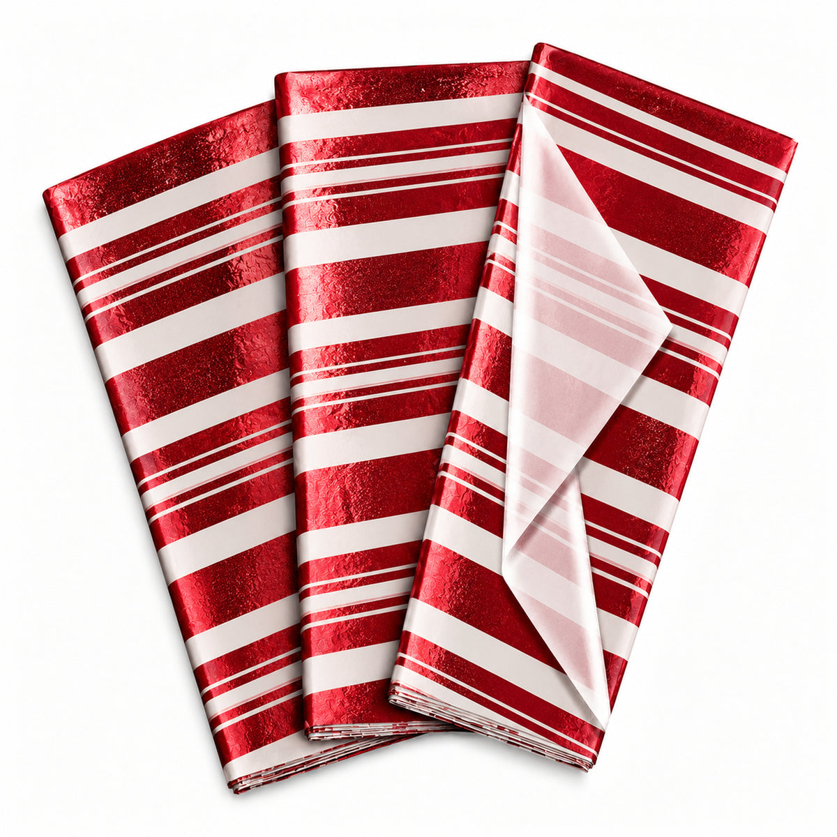 Pack of 5 Modern Stripe Band Design 50 x 70 cm Luxury Red Foil Tissue Sheets - Christmas, Valentines, Anniversary