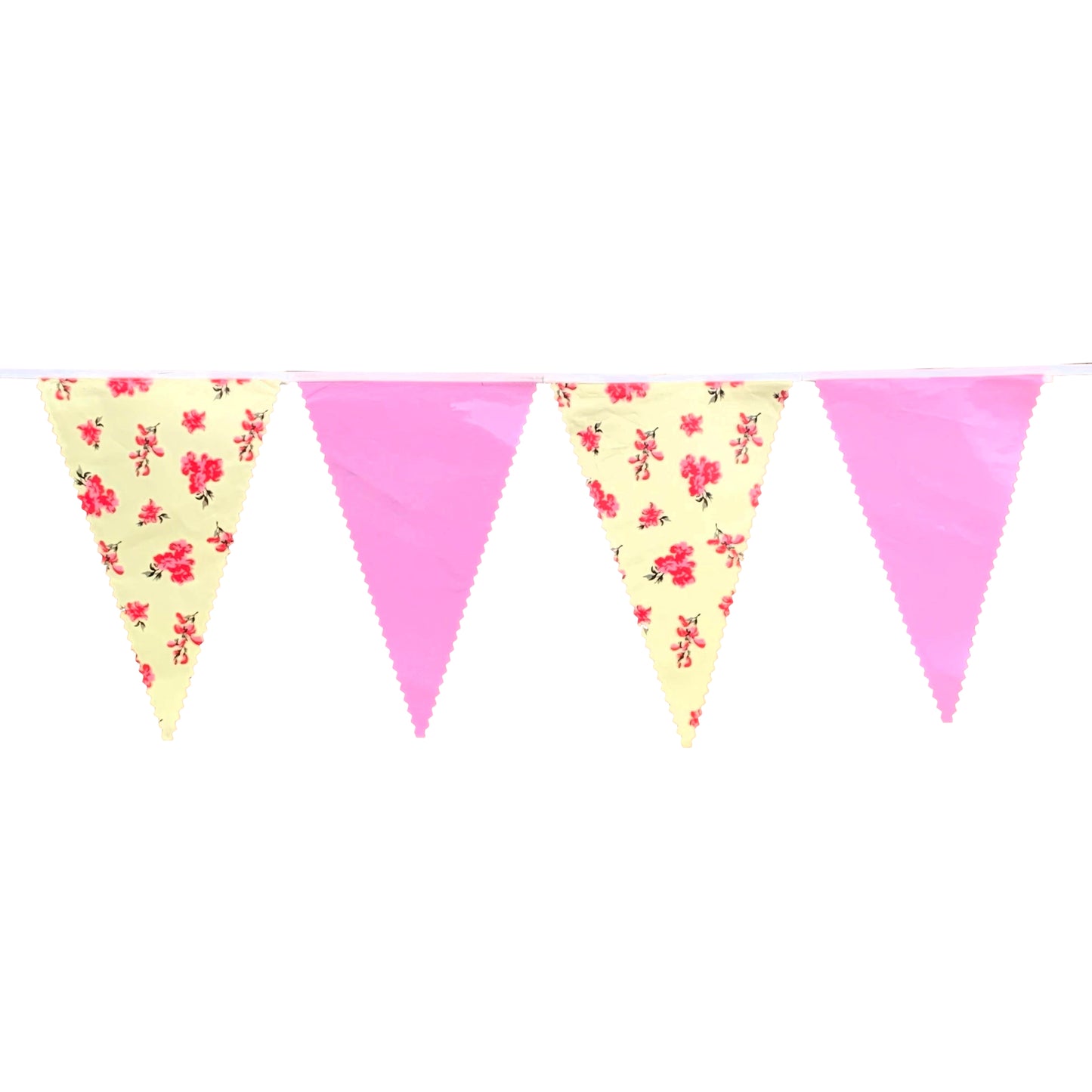 Pink & Yellow Vintage Print Bunting 10m with 20 Pennants