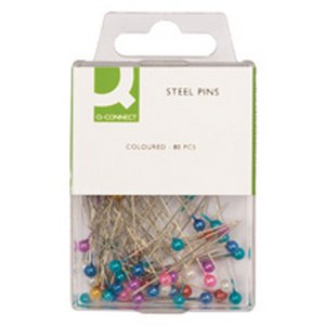 Pack of 80 Quality Coloured Head Steel Pins {DC}