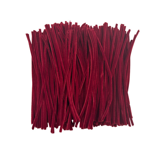 Pack of 500 Burgundy Coloured Pipe Cleaners 30cm x 6mm Craft Chenille Stems
