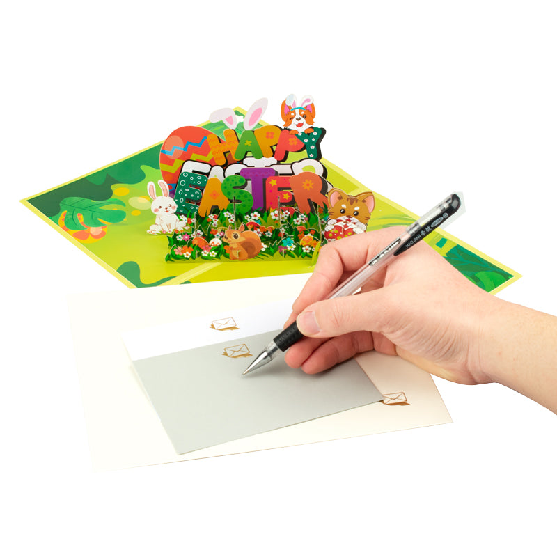 Animal Party Springtime Cheer Celebration 3D Pop Up Easter Card