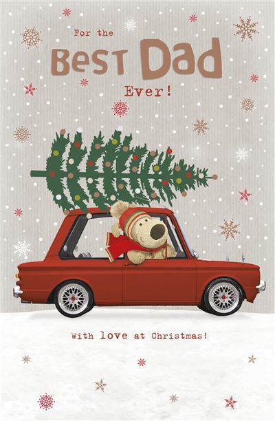 For Best Dad Boofle in a Car With a Xmas Tree on The Roof Design Christmas Card