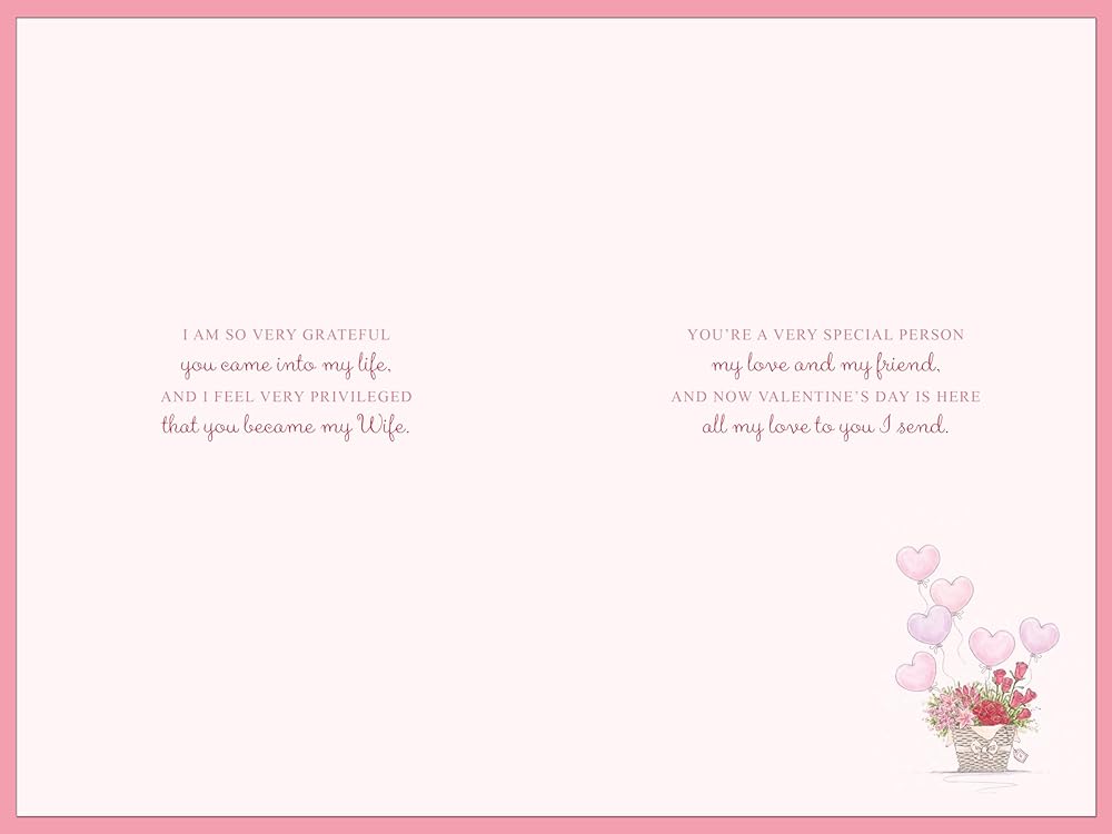 Basket And Balloons Lovely Wife Valentine's Day Card