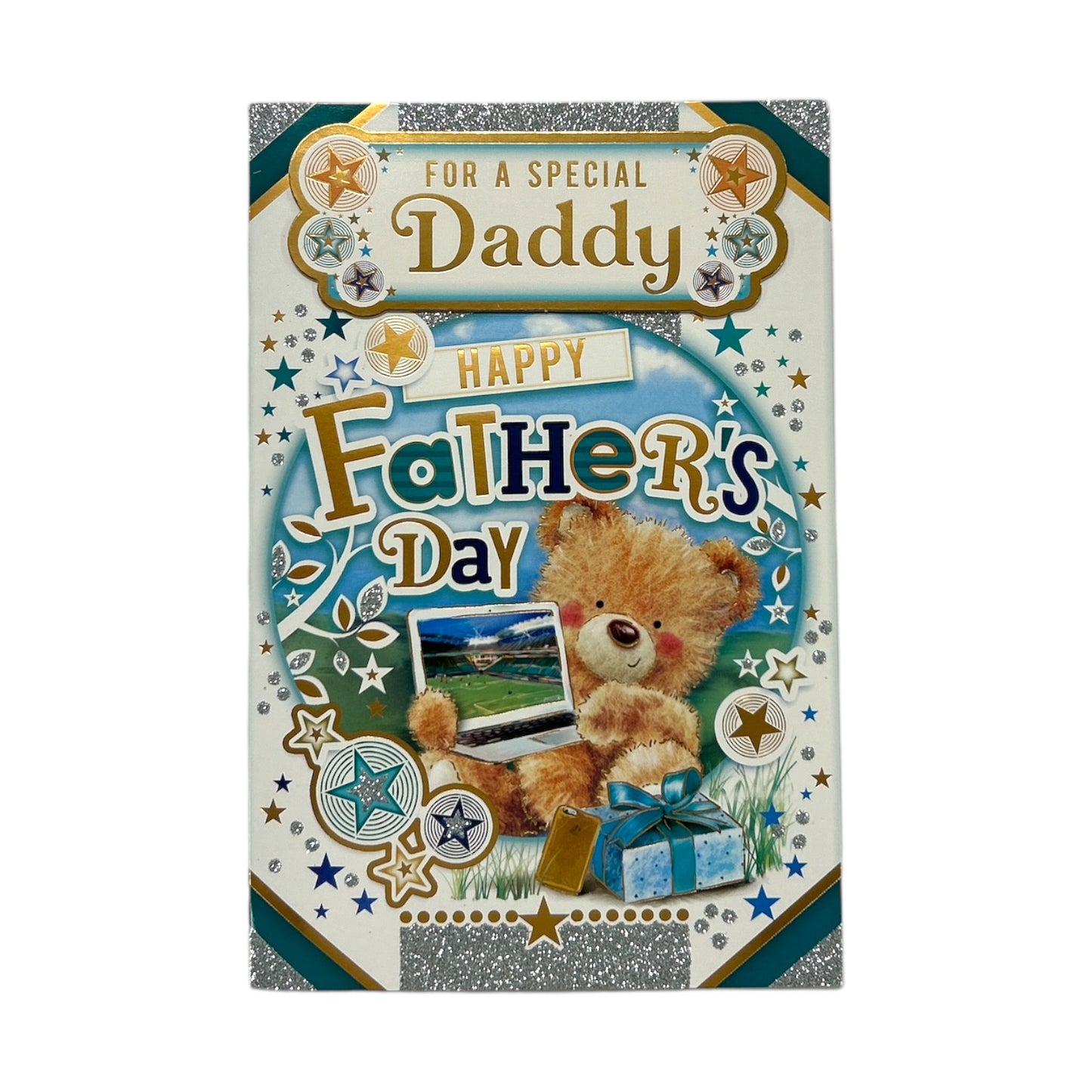 For A Special Daddy Teddy With Laptop Design Father's Day Card