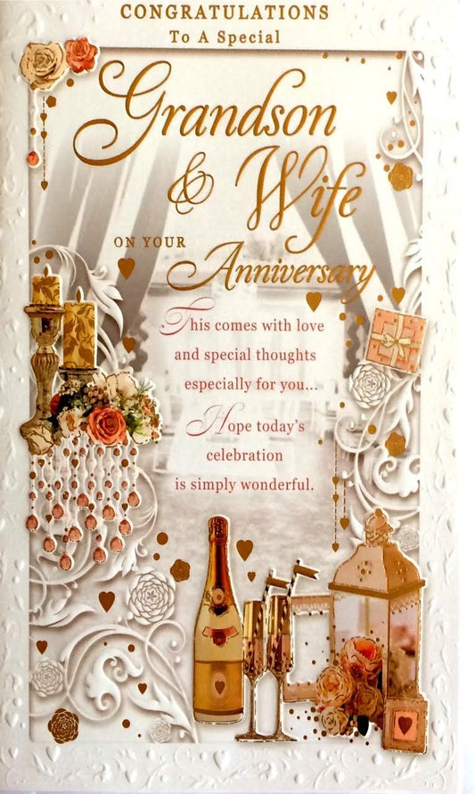 Congratulations To Grandson & Wife On Your Anniversary Open Opacity Card