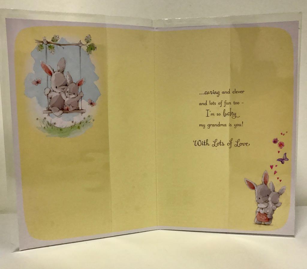 Grandma Adorable Two Bunny Read Story Mother's Day Card