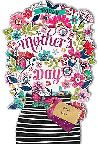 Stand Up Sparkling Flowers with Butterflies Happy Mother's Day Pop Up Card