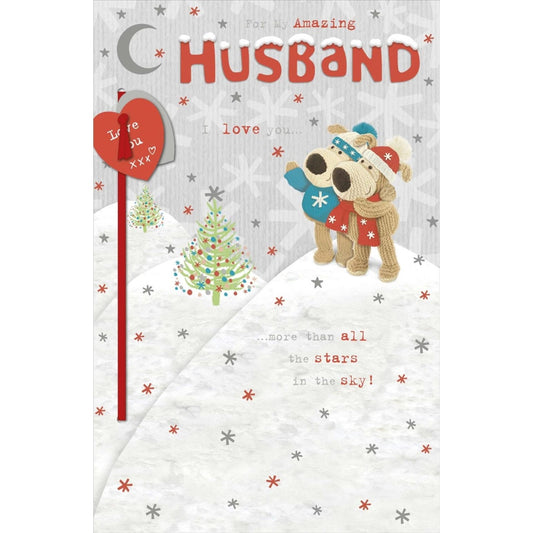 Boofles On Snow Mountain Husband Christmas card