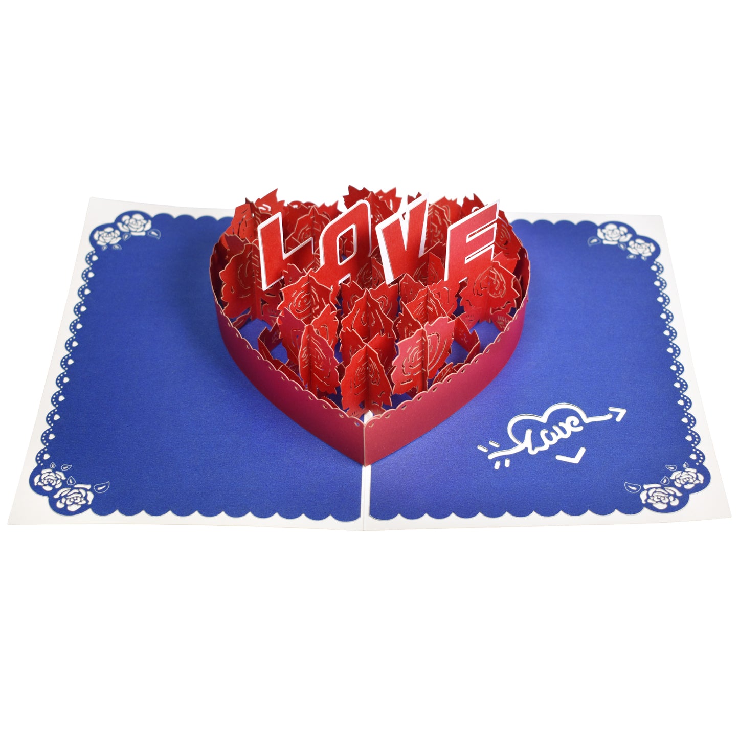 Roses Love Heart Deign 3D Pop Up Valentine’s Day Card