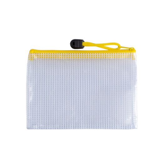 Pack of 12 A6 Yellow PVC Mesh Zip Bags