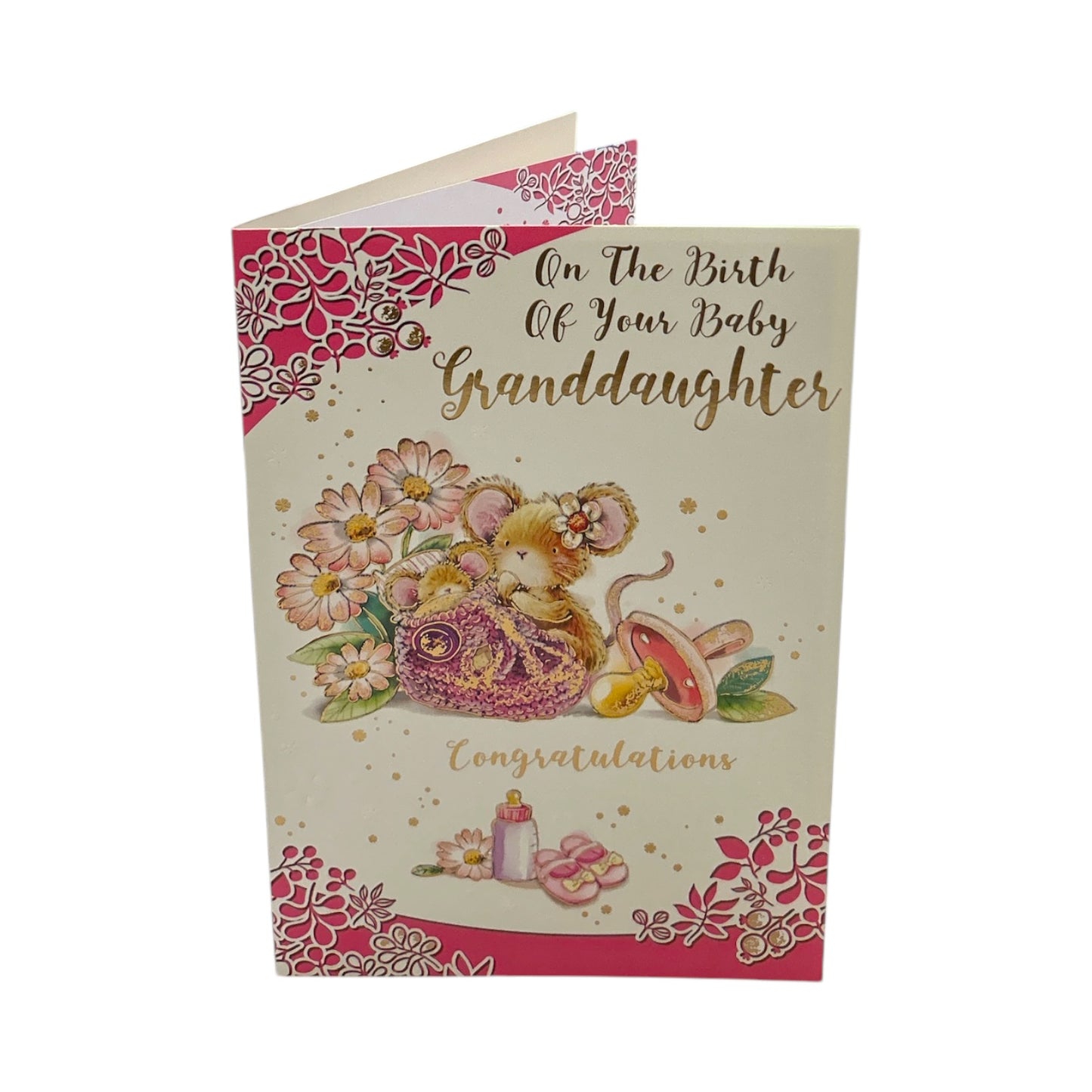 On Birth Of Your Granddaughter Pink Congratulations Card