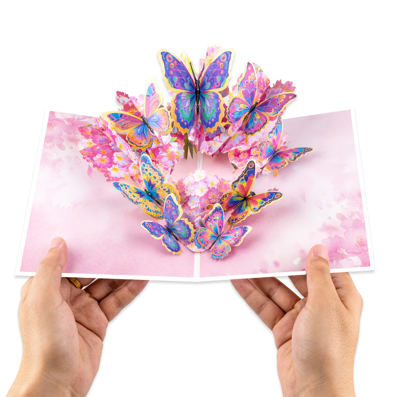 Wings of Color Cherry Blossom 3D Pop Up Greeting Card - Birthday Mother Anniversary Valentine's Day