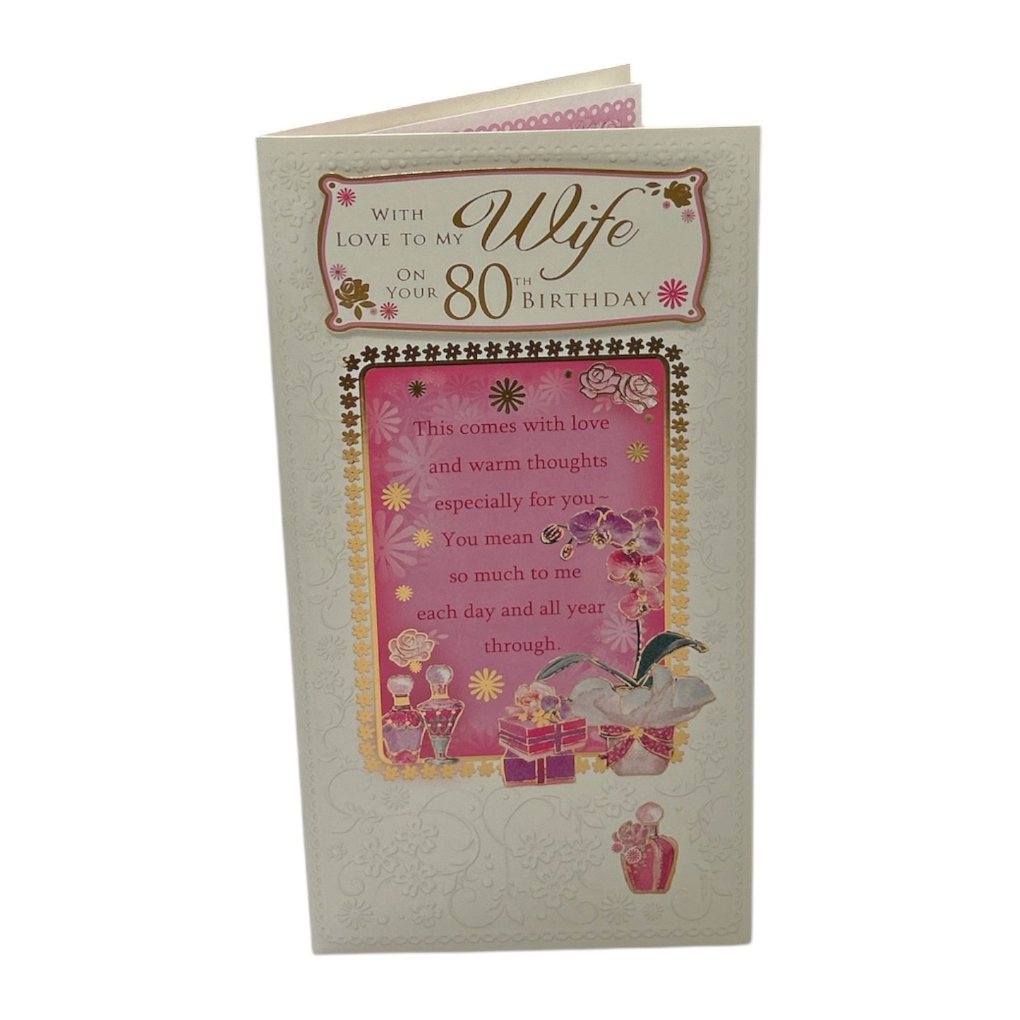 With Love To My Wife On Your 80th Birthday Soft Whispers Card