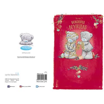 Bear Wrapped In Fairy Lights Wonderful Boyfriend Christmas Card