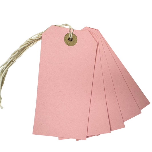 Pack of 100 Light Pink Strung Tags 120mm x 60mm
