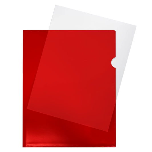 Pack of 50 A4 Red L Shaped Open Top and Side Report File Folders