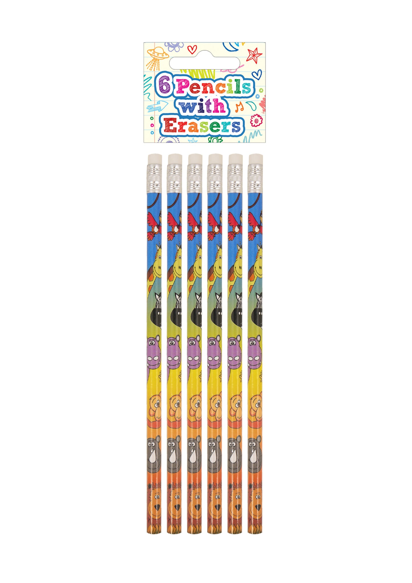 Pack of 6 Jungle Pencils with Erasers