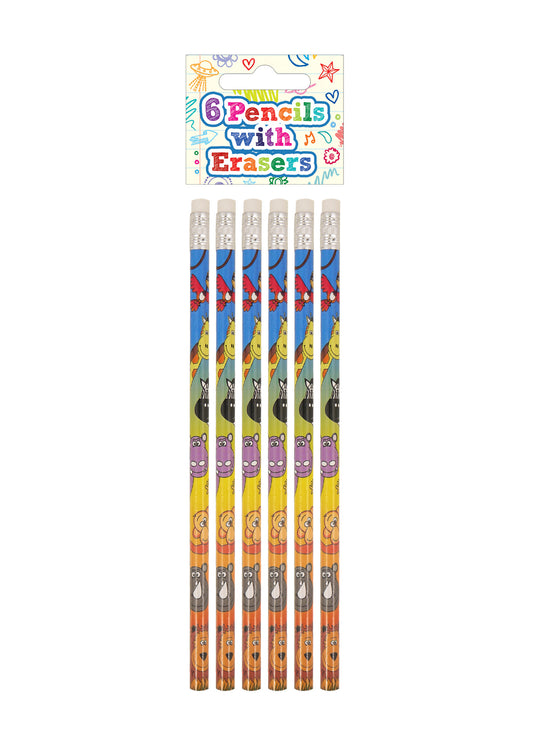 Pack of 6 Jungle Pencils with Erasers