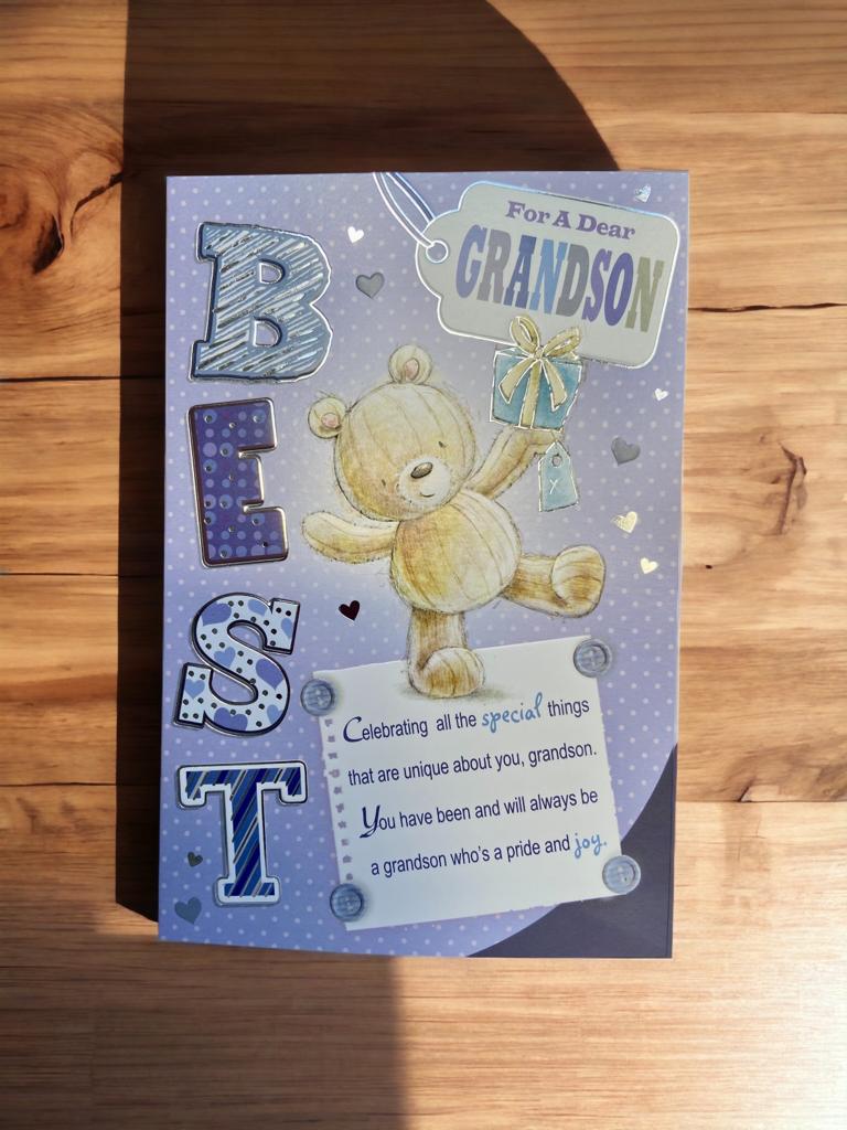 Best Grandson Cute Sentimental Verse Birthday Card