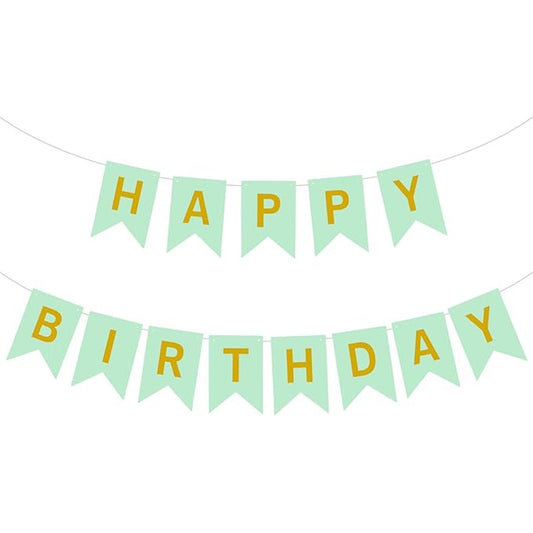 Happy Birthday Party Banner Light Green