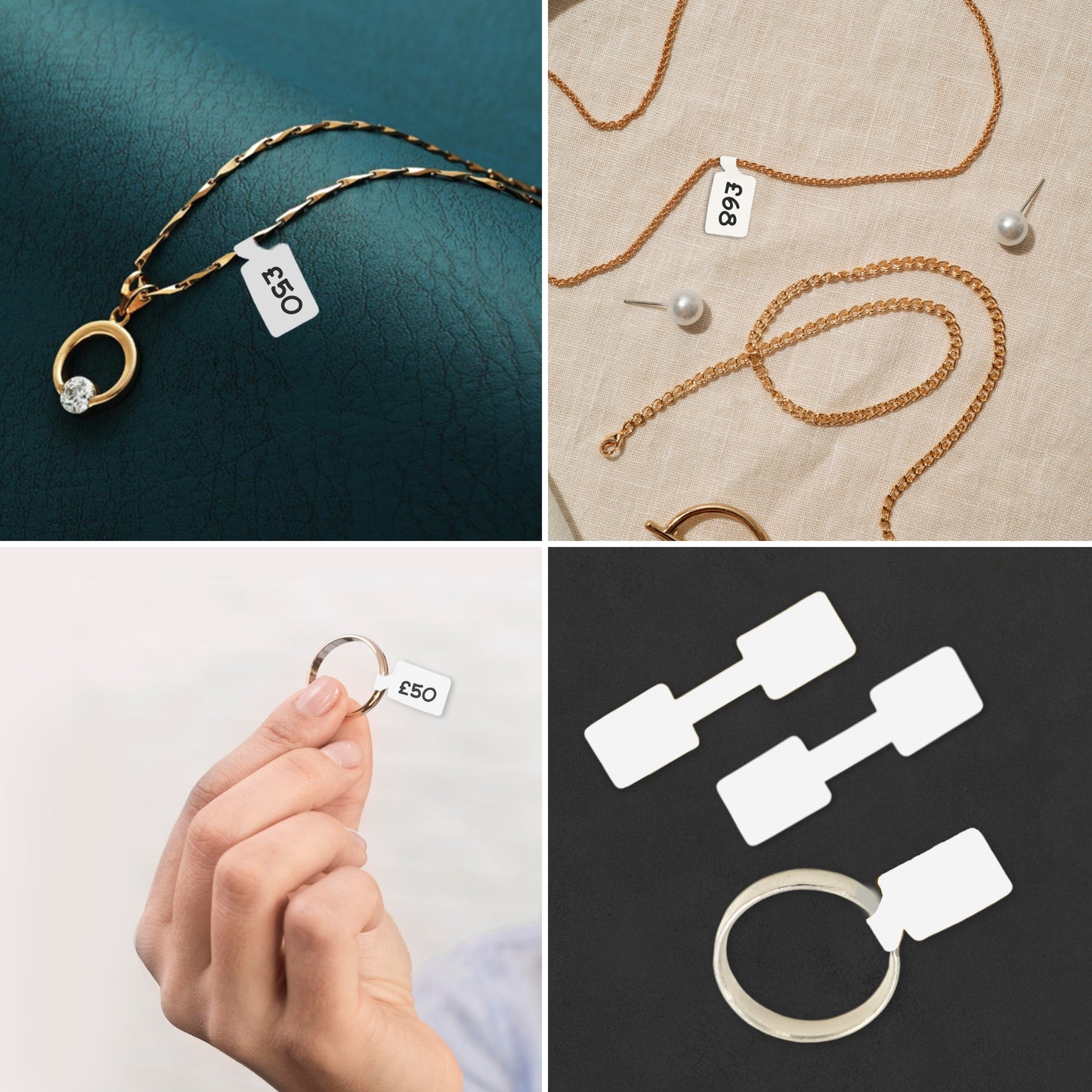 Pack of 1080 White Jewellery Labels 10x38mm