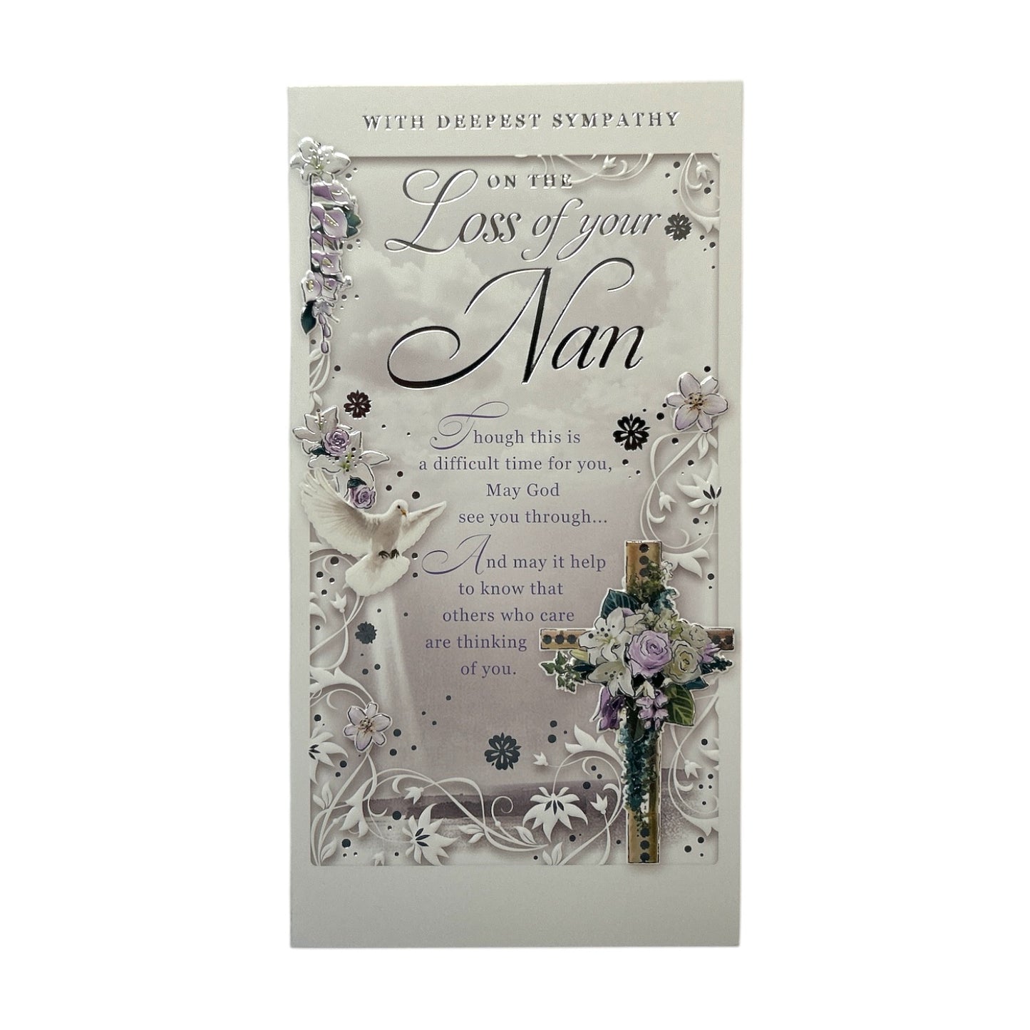 On The Loss of Your Nan Religious Cross Design Sympathy Opacity Card