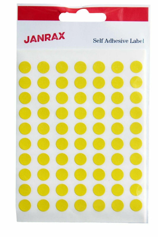 Pack of 560 Yellow 8mm Round Labels - Stickers