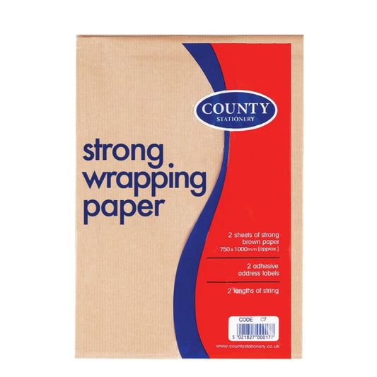 Strong Brown Wrapping Paper x 2 sheets and 2 adhesive address labels