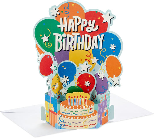 Pack of 8 Balloons and Cake Design Pop Up 3D Birthday Cards