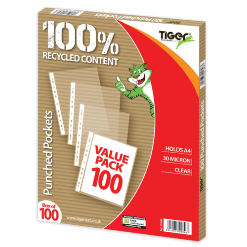Box of 100 A4 Value Punched Pockets