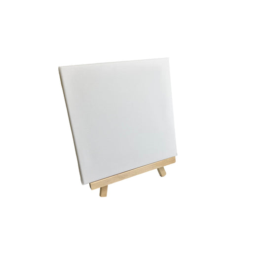 Pack of 6 20x20cm Canvas and Wooden Easel Sets
