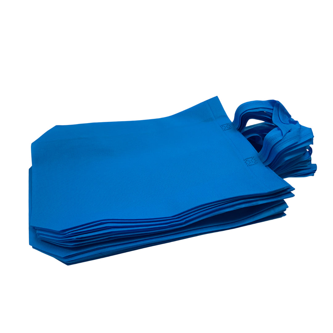 Pack of 100 Light Blue Coloured 25x35x10cm Non-Woven Bags with Handle