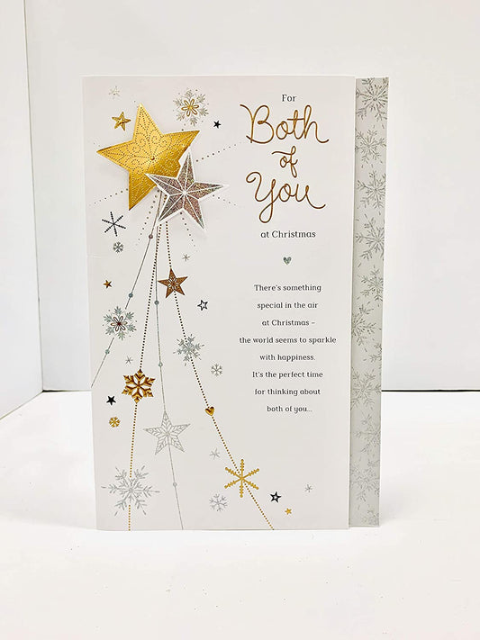 To Both of You Christmas Card Stars Sparkle Design