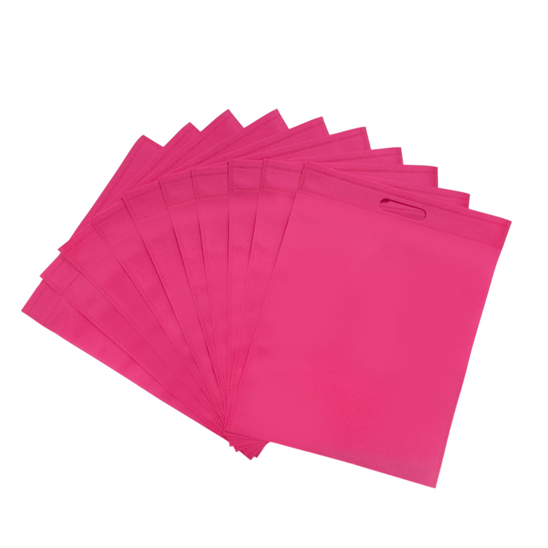 Pack of 100 Pink Coloured 35x25cm Non-Woven Patch Handle Bags– Shop Inc