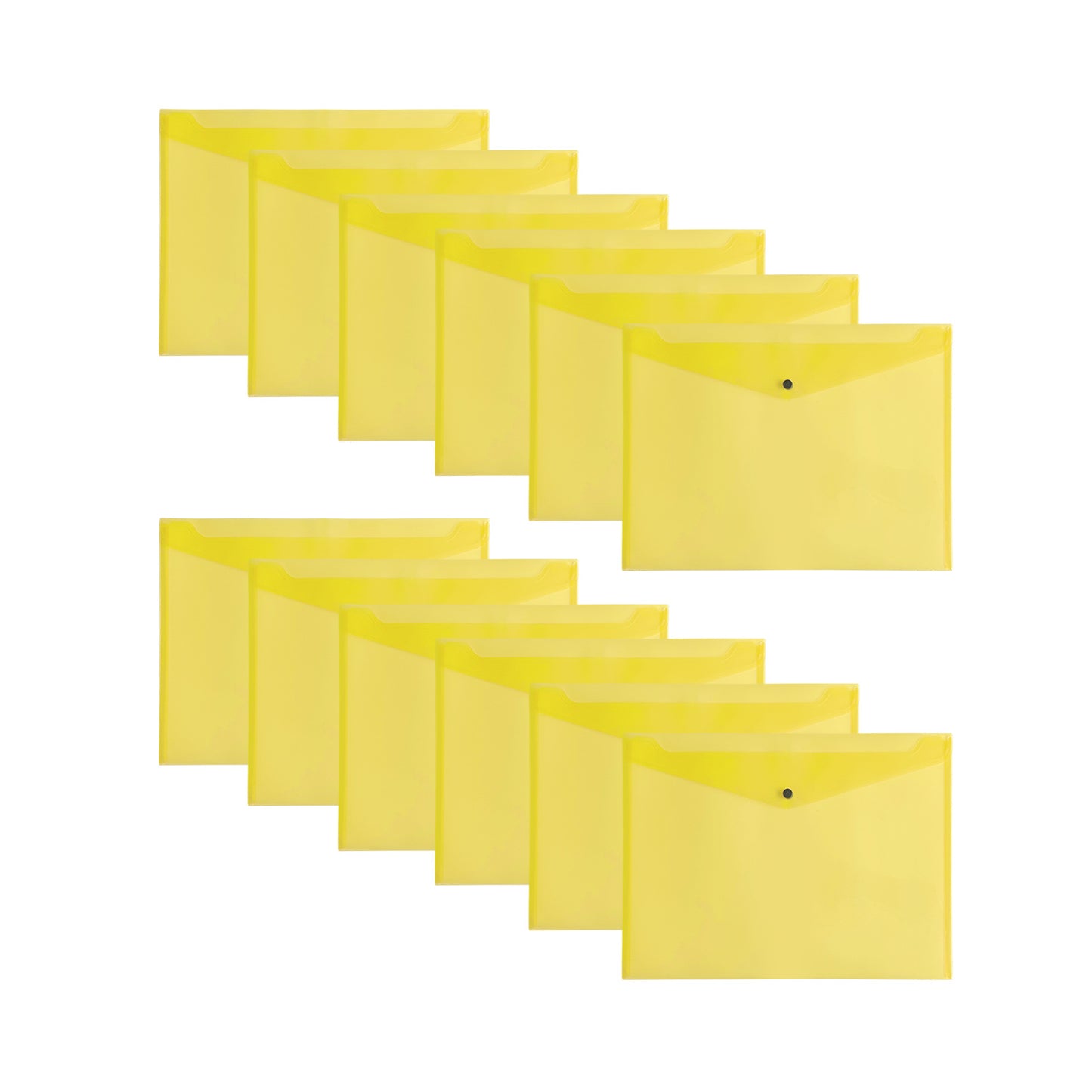 Pack of 12 Janrax A3 Yellow Document Wallets - Button Stud Folder