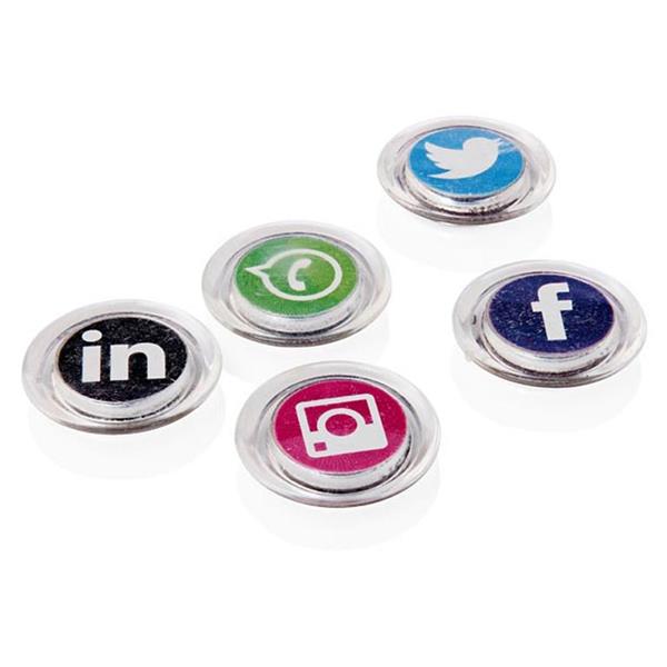 Pack of 5 for 30mm Round Social Media Symbols Magnet by Premier Office