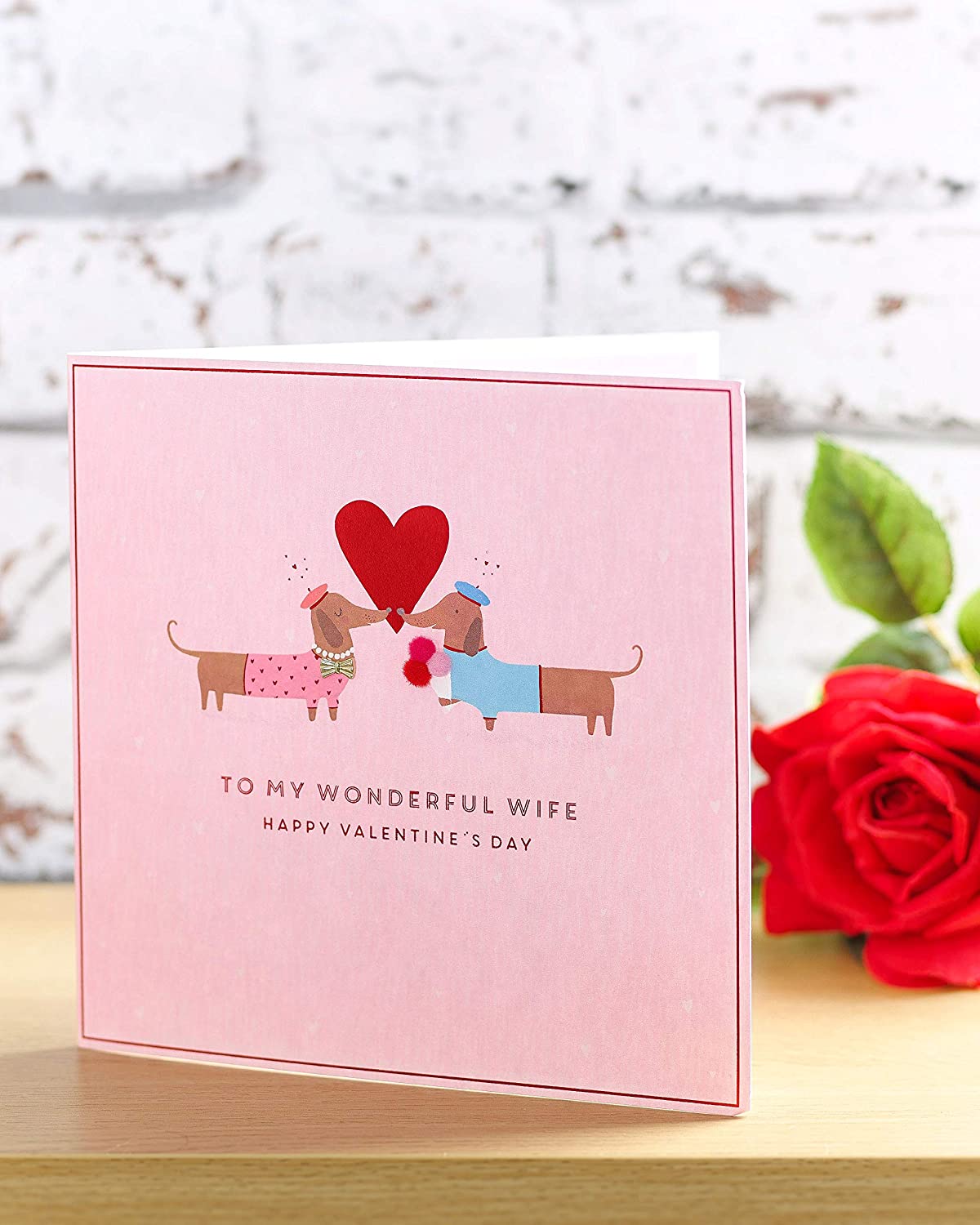 Wonderful Wife Sausage Dog Valentine's Day Card