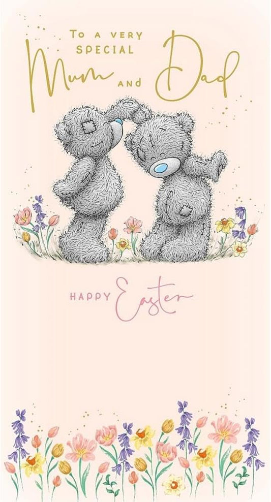 Bears In Flowers Mum & Dad Easter Card
