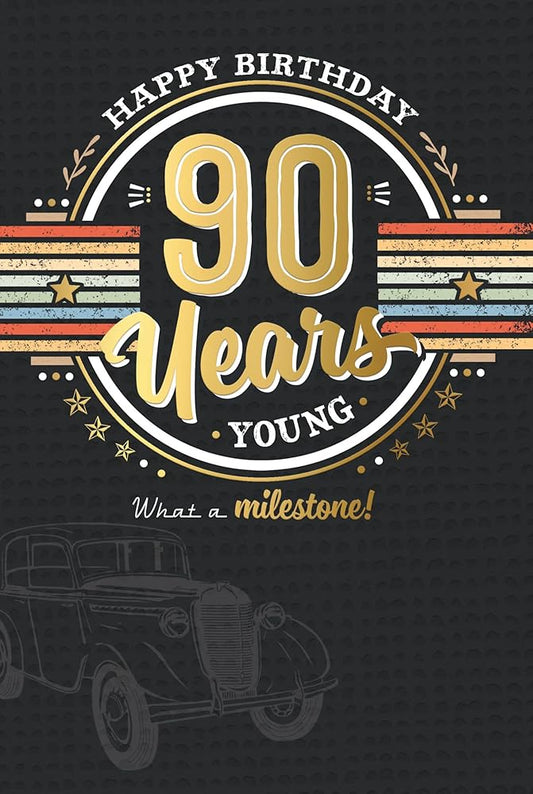 Vintage Car Design 90th Birthday Card For Him