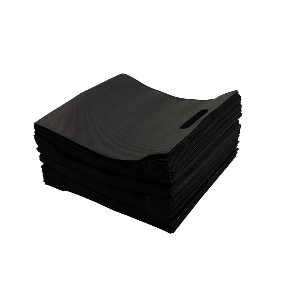 Pack of 50 Black Coloured 30x25cm Non-Woven Patch Handle Bags